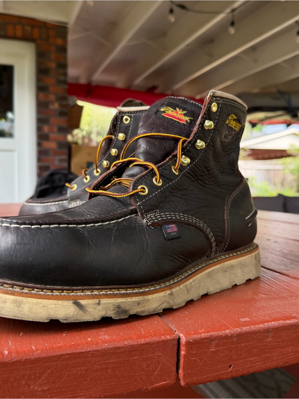 Men’s Black Leather Moc-Toe Work Boot Steel Toe